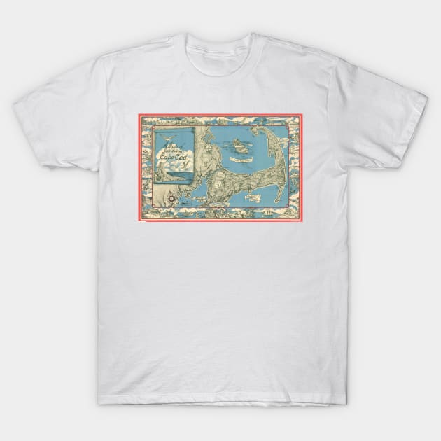 Vintage Map of Cape Cod (1945) T-Shirt by Bravuramedia